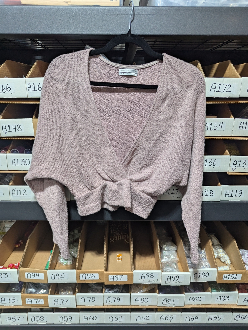Urban Outfitters Mauve Pink Cropped Tie-Front Sweater